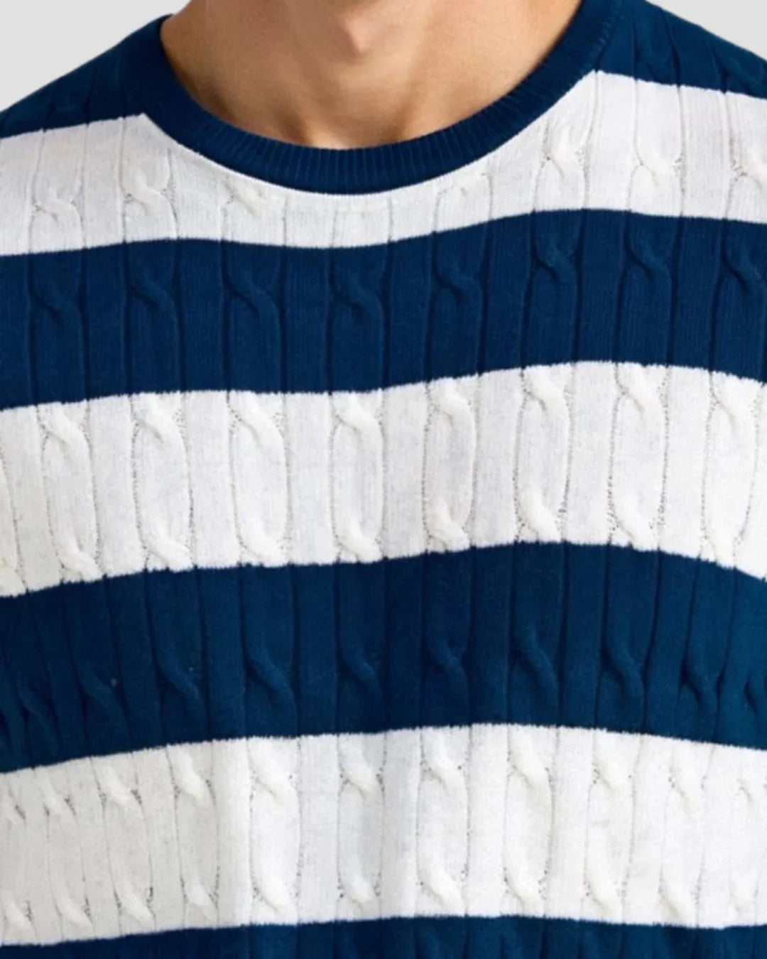 PORTOFINO CABLE KNIT CREWNECK T-SHIRT