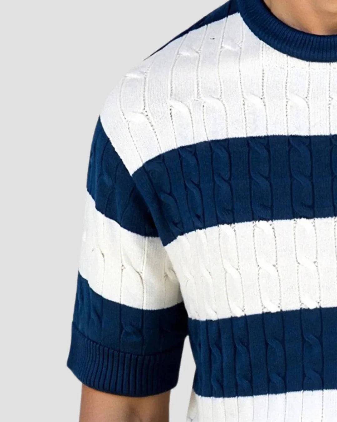 PORTOFINO CABLE KNIT CREWNECK T-SHIRT